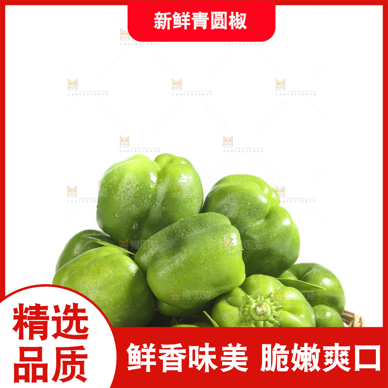 白底上的青圆椒