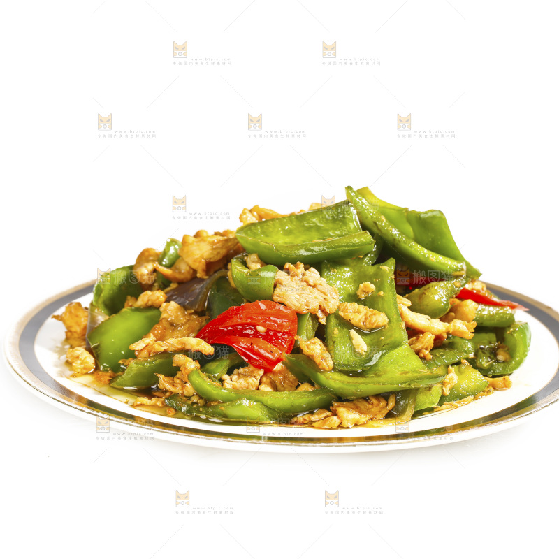 盘子里的青椒炒肉丝