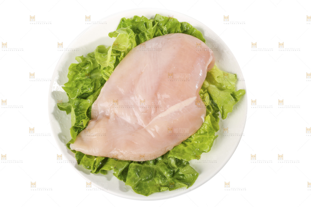 白底上的鸡胸肉