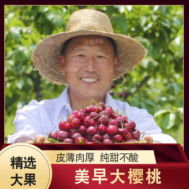 手里拿着新鲜大樱桃