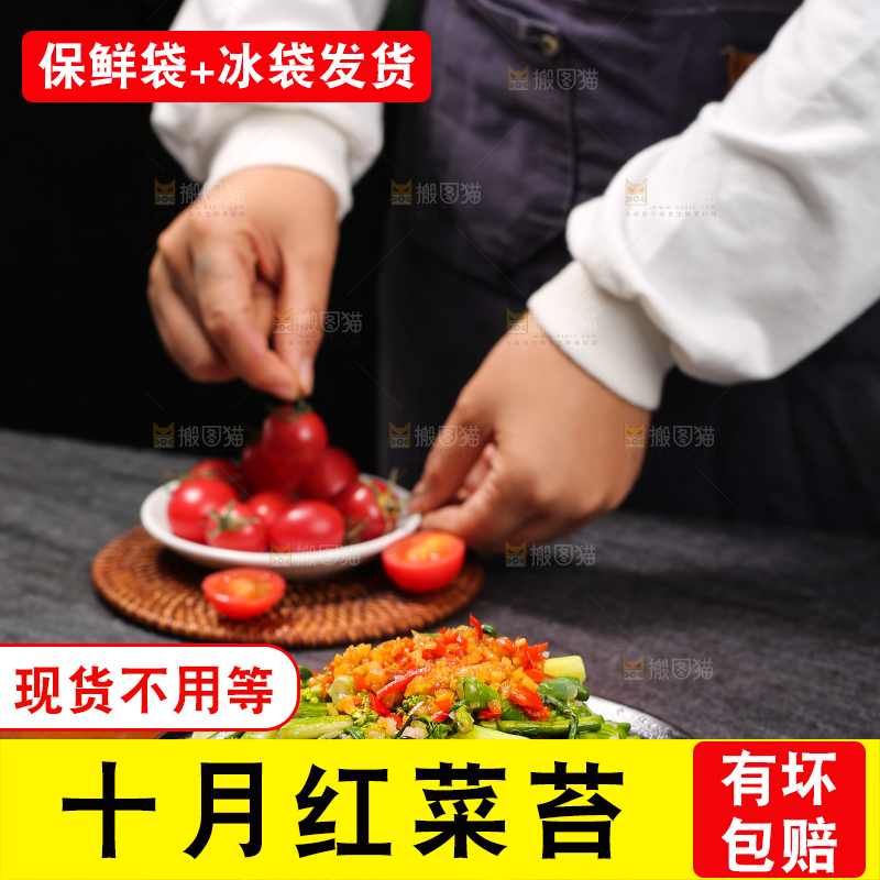 深底上的炒红菜苔