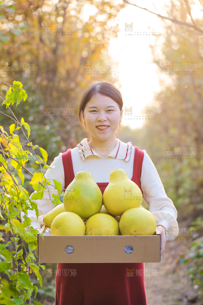 手里拿着沙田柚