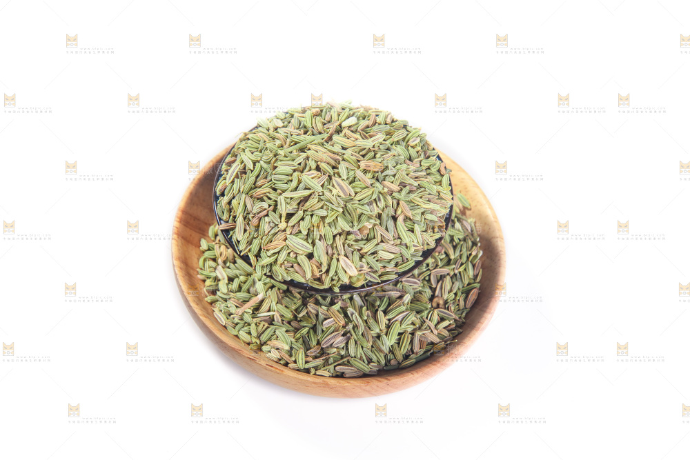 白底上的小茴香籽