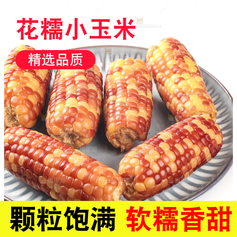 白底上的小花糯玉米