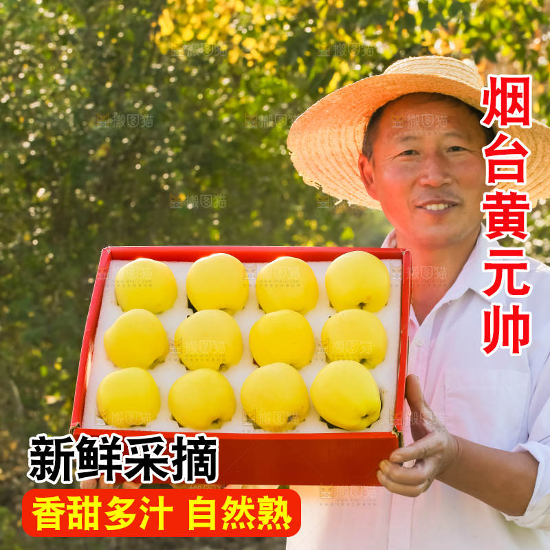 手里拿着黄元帅苹果