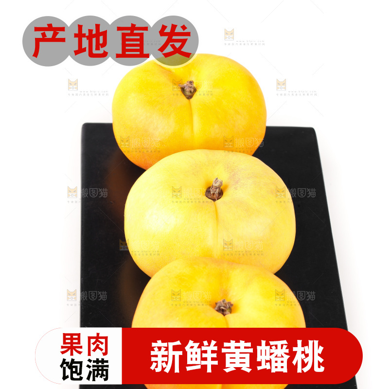 白底上的黄金油蟠桃