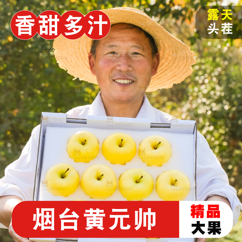 手里拿着黄元帅苹果