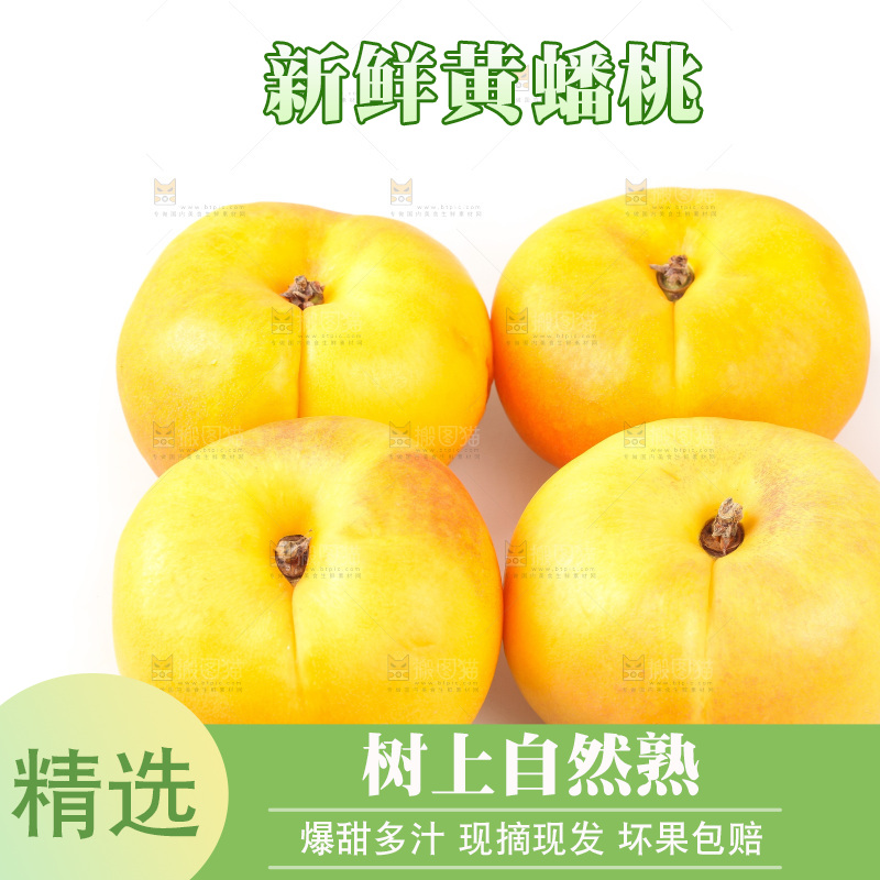 白底上的黄金油蟠桃