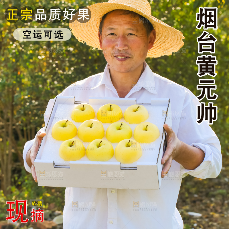 手里拿着黄元帅苹果
