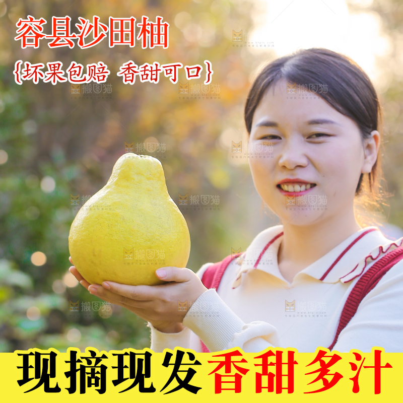手里拿着沙田柚