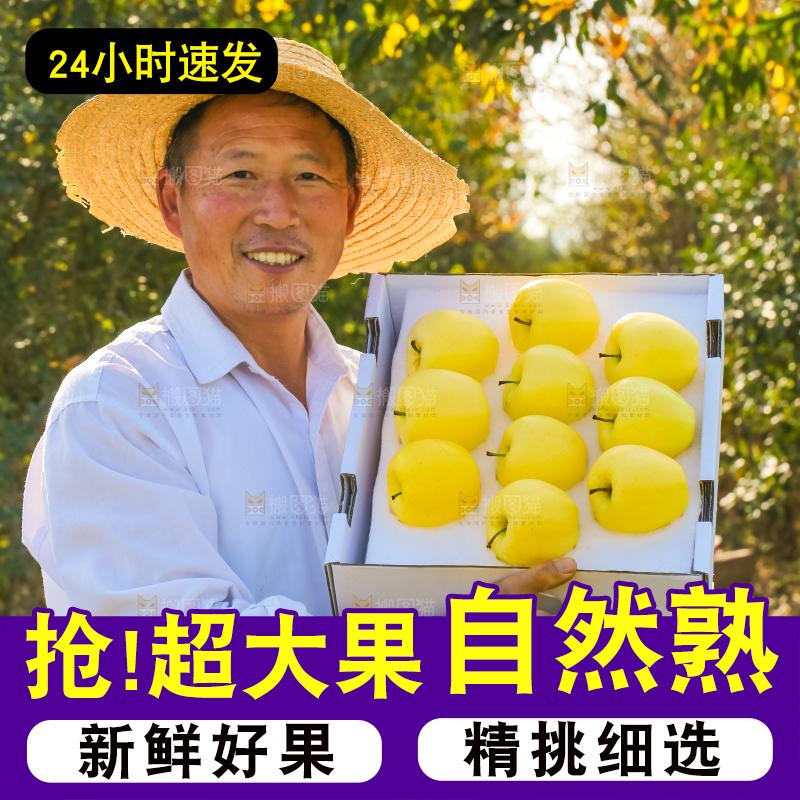 手里拿着黄元帅苹果