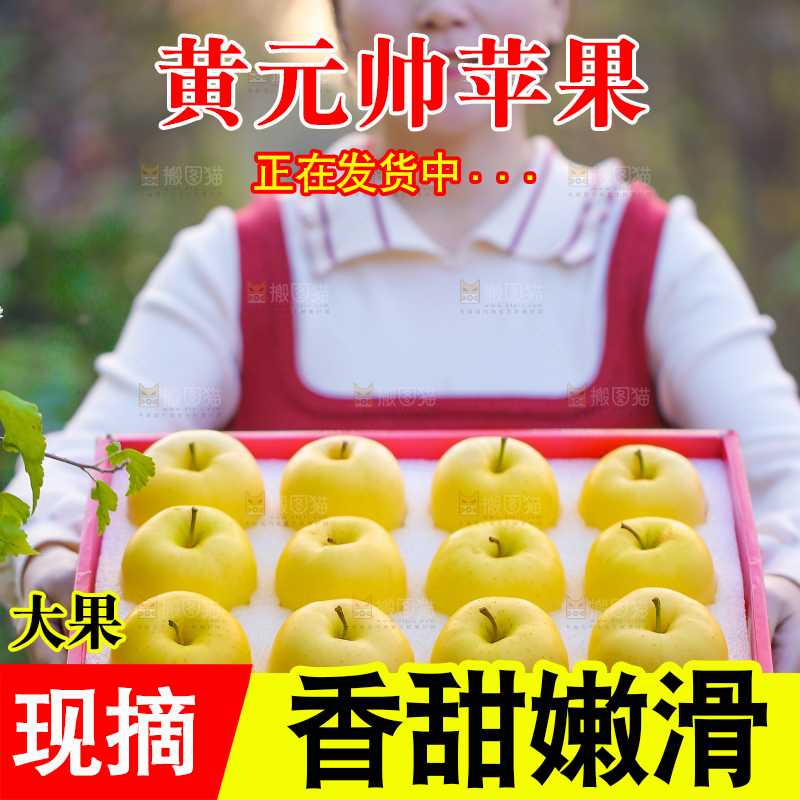 手里拿着黄元帅苹果