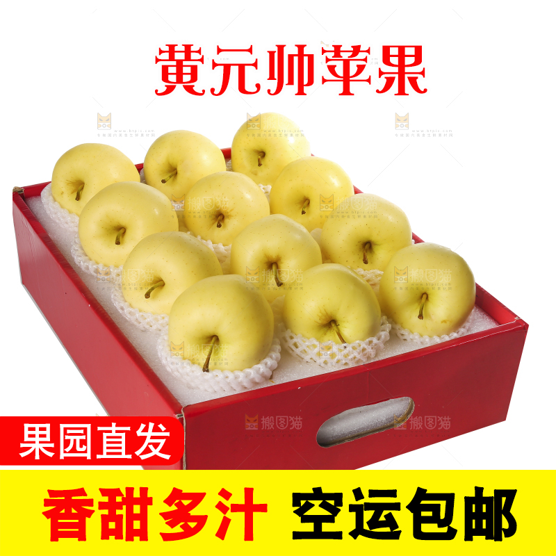 白底上的黄元帅苹果