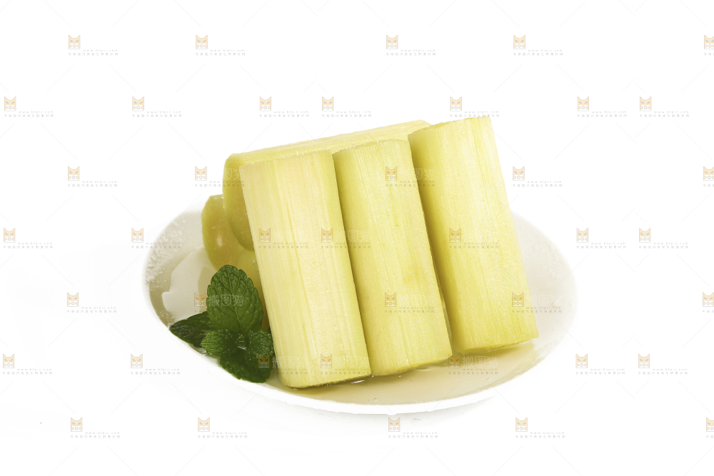 白底上的黑皮甘蔗