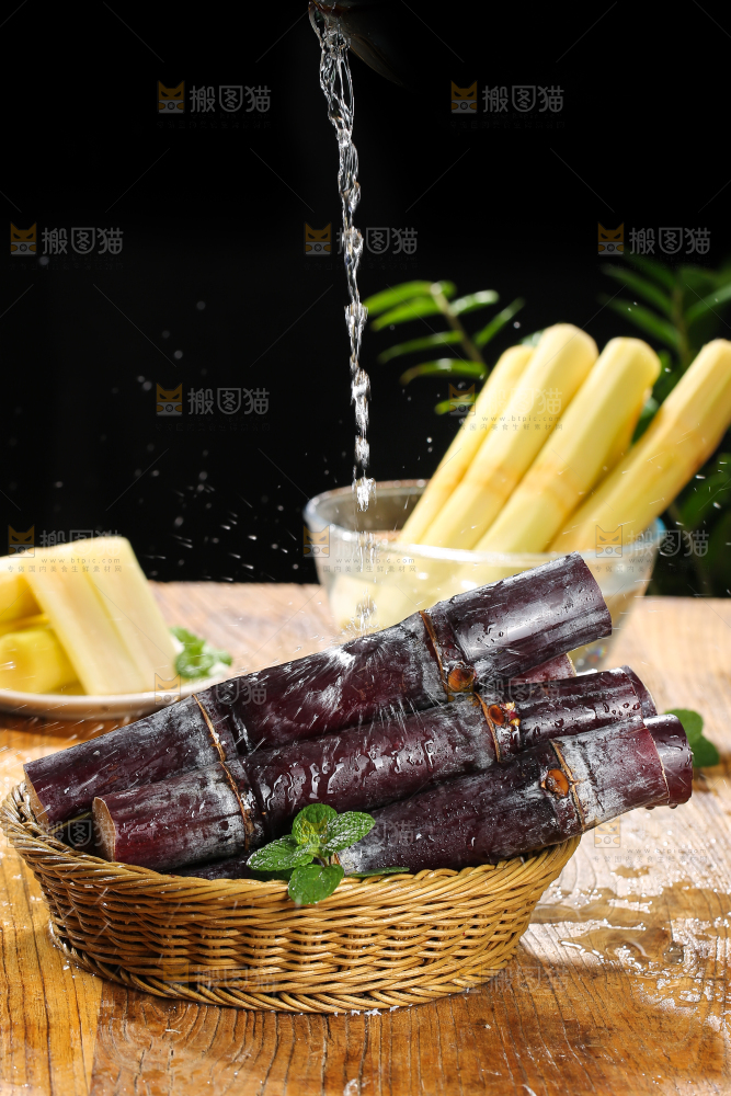 深底上的黑皮甘蔗