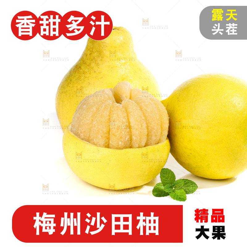 白底上的沙田柚