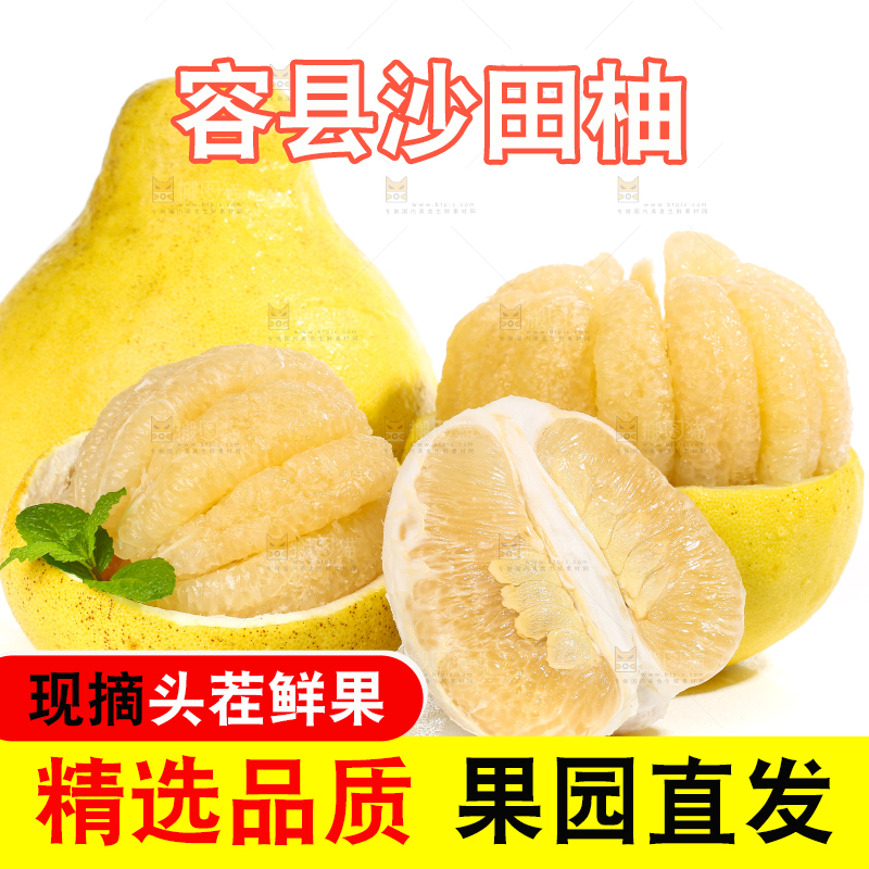 白底上的沙田柚