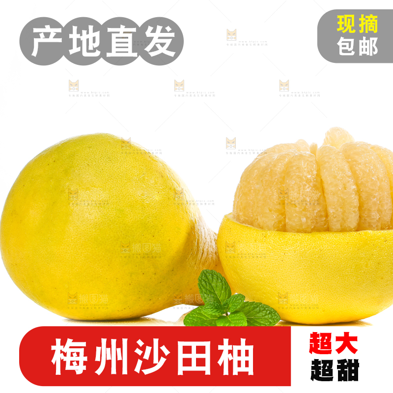 白底上的沙田柚