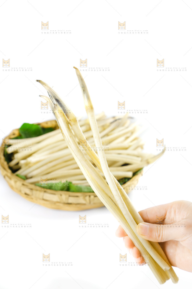 白底上的新鲜藕带