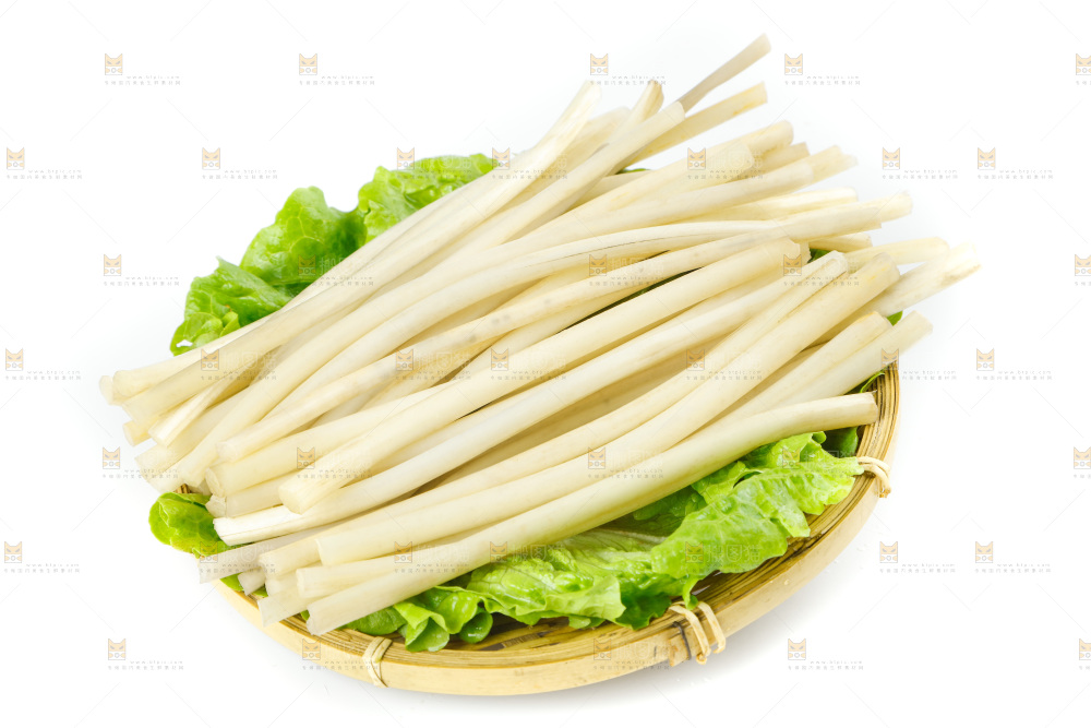 白底上的新鲜藕带