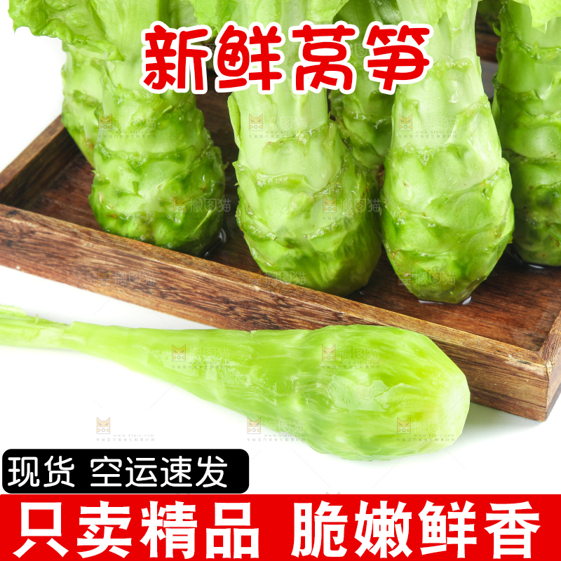 白底上的新鲜莴笋