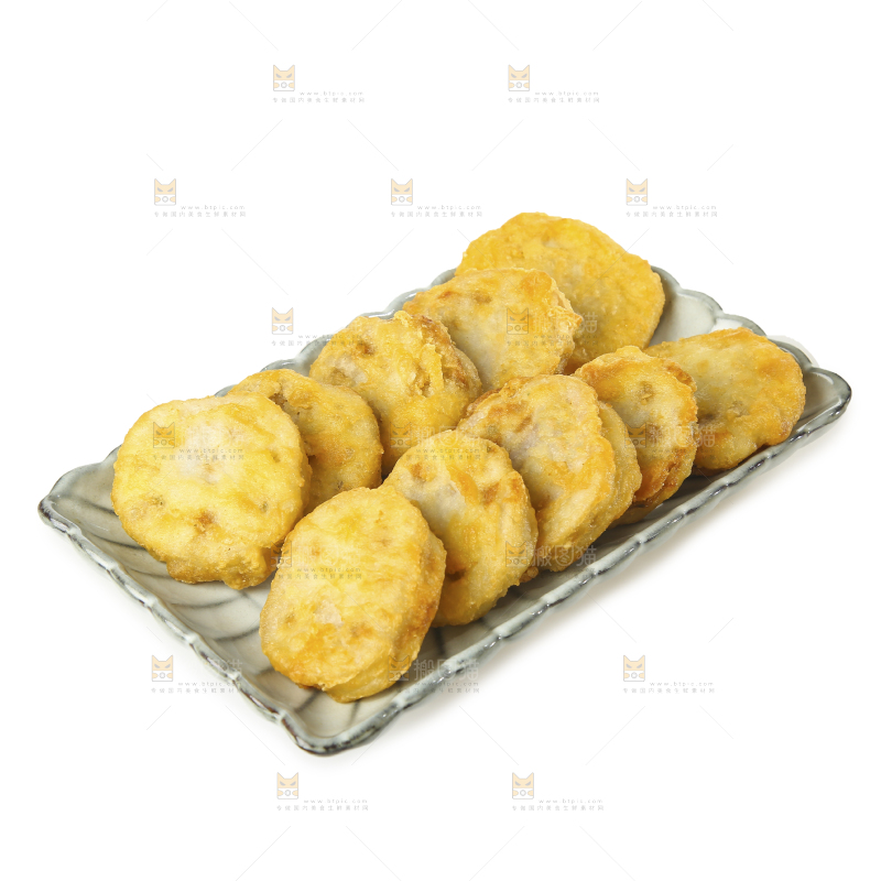 白底上的炸藕夹
