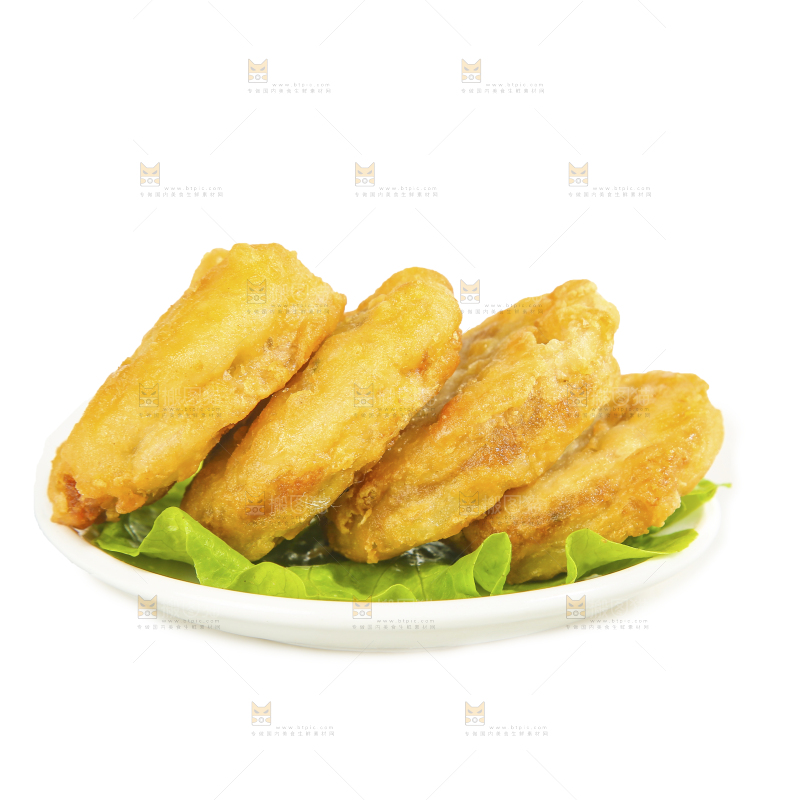 白底上的炸藕夹