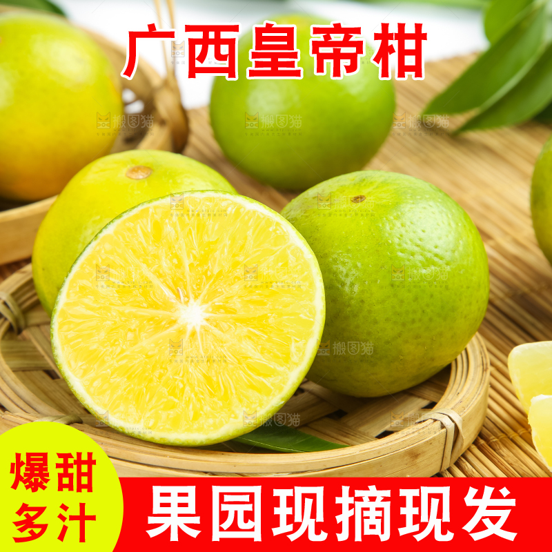 木底上的新鲜皇帝柑