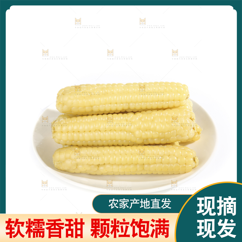 白底上的手指糯玉米