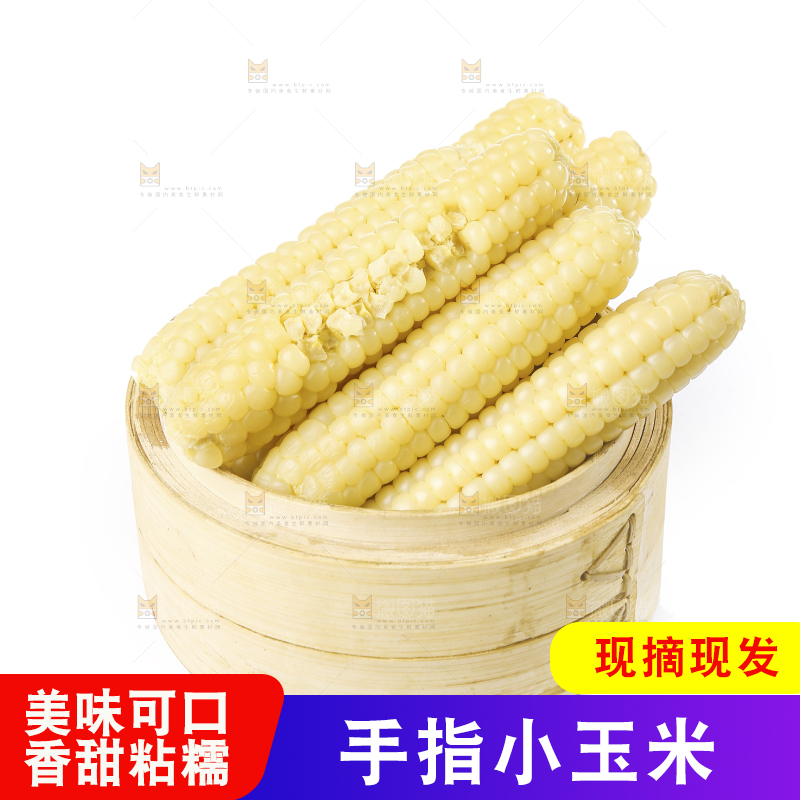 白底上的手指糯玉米