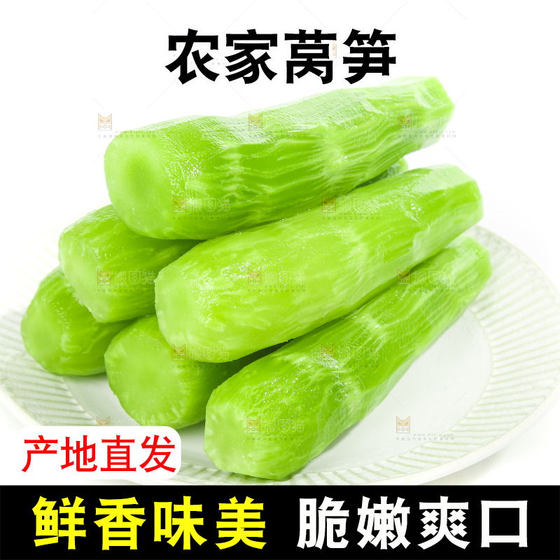白底上的新鲜莴笋