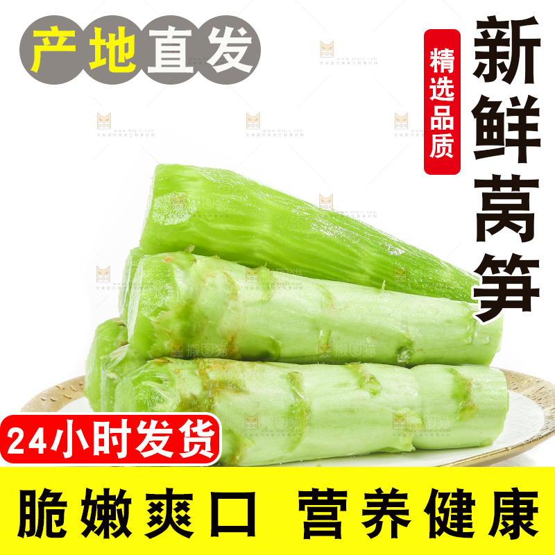 白底上的新鲜莴笋