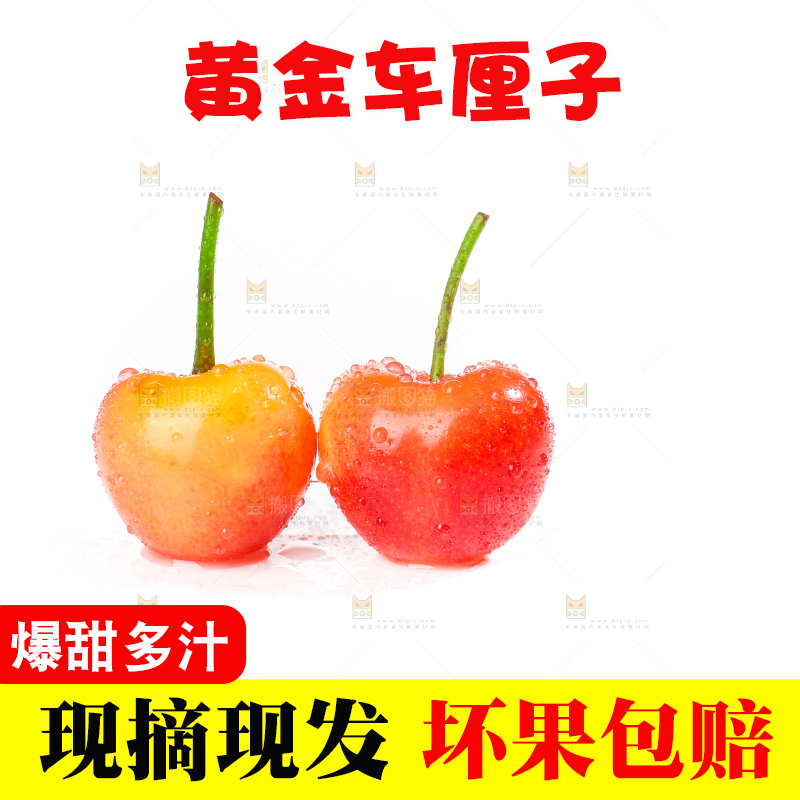 白底上的黄金车厘子