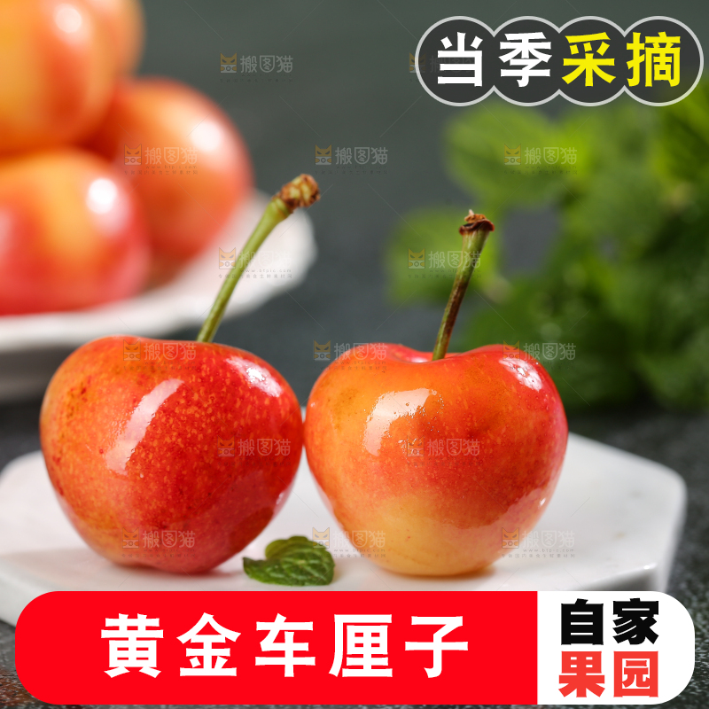 深底上的黄金车厘子