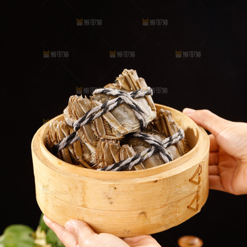 木底上的大闸蟹