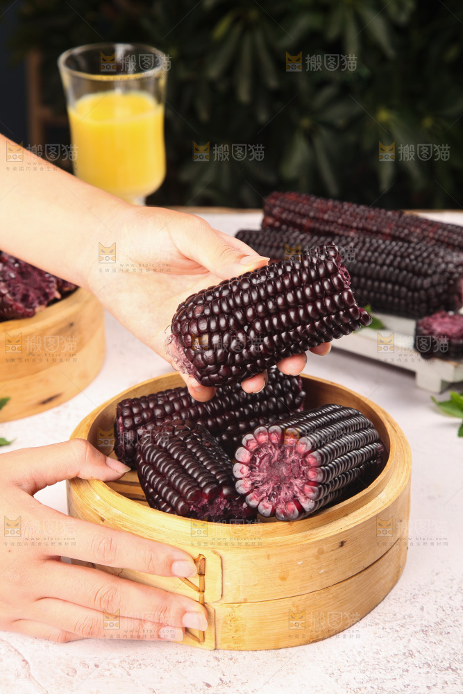 浅底上的黑糯玉米