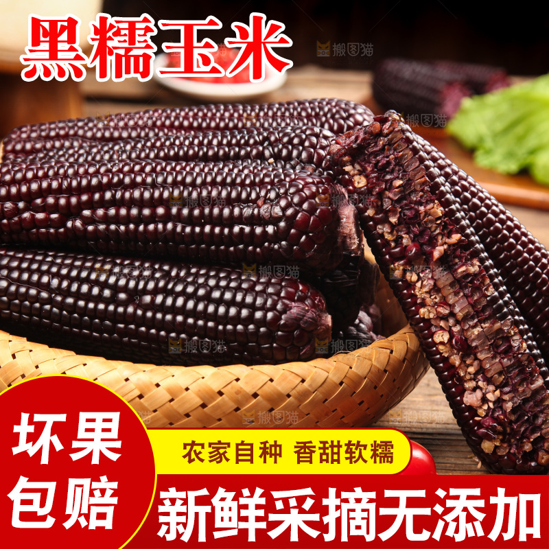 木底上的黑糯玉米