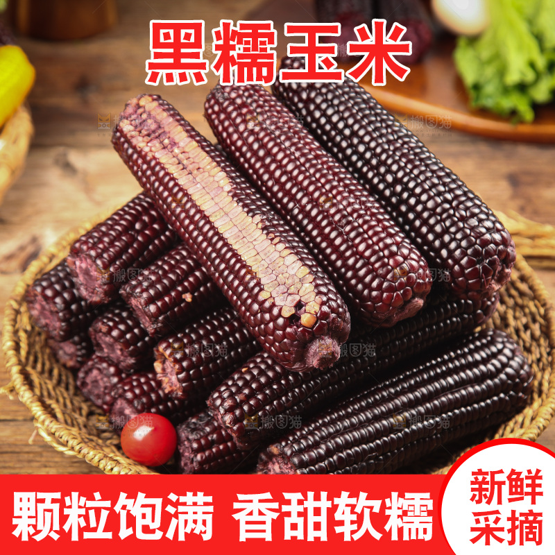 木底上的黑糯玉米