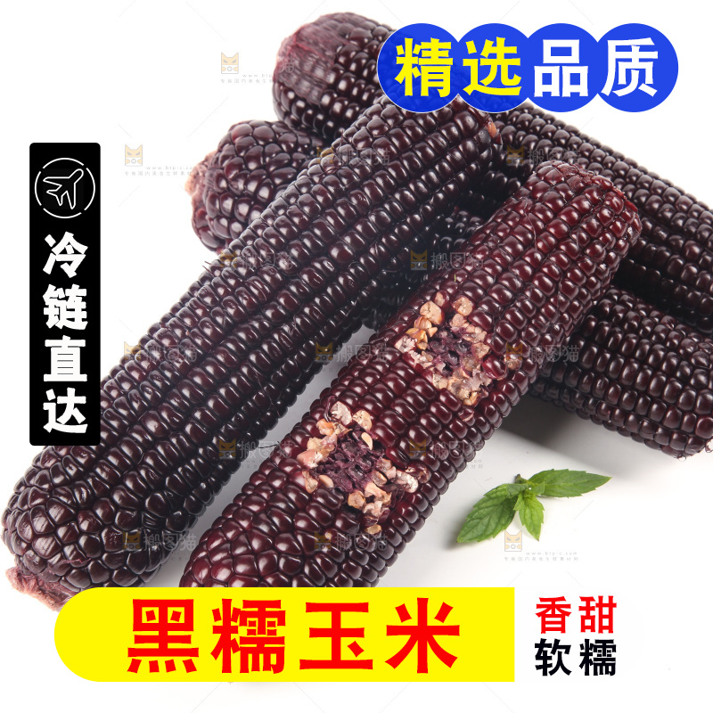 白底上的黑糯玉米