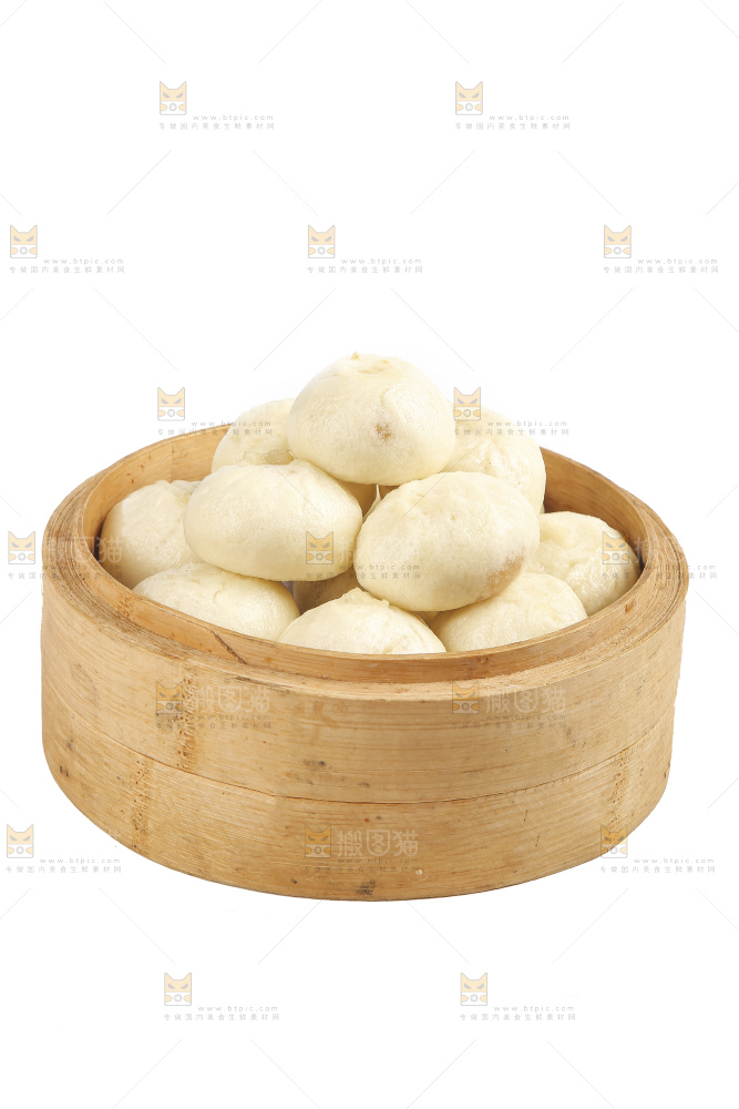 白底上的发面小笼包