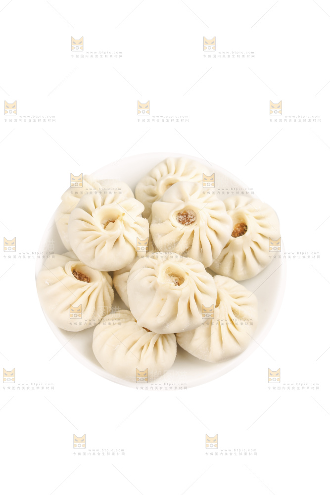 白底上的薄皮小笼包