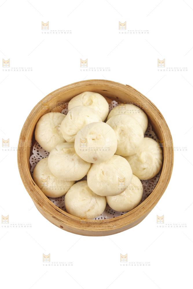 白底上的发面小笼包