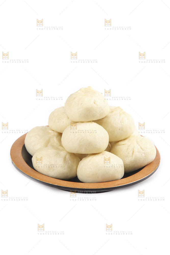 白底上的发面小笼包