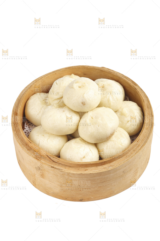 白底上的发面小笼包
