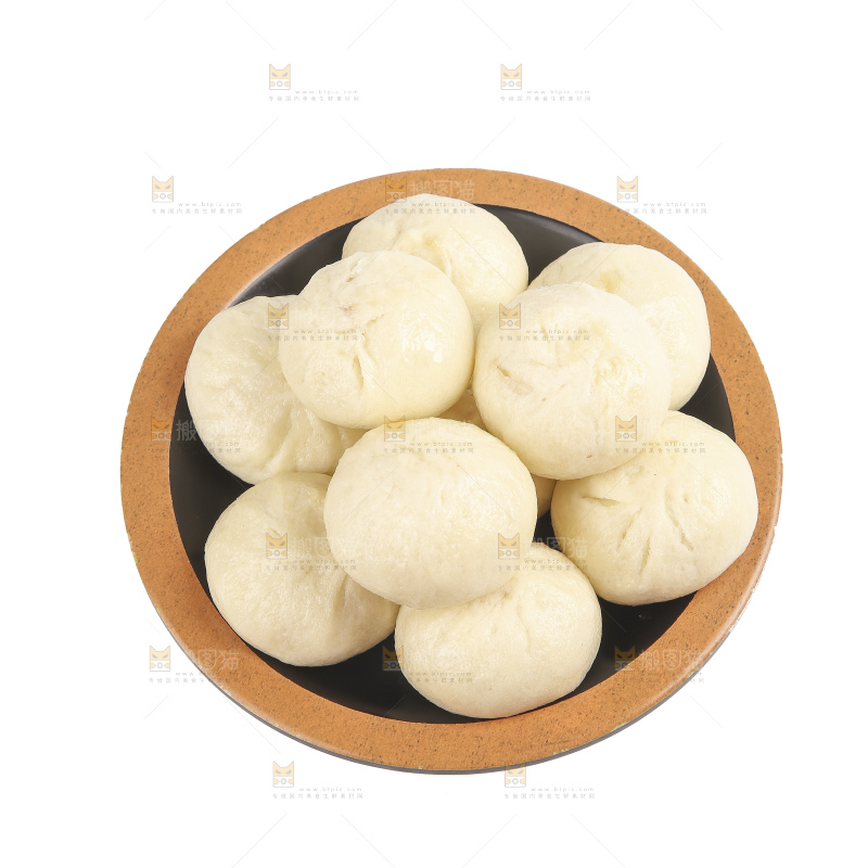 白底上的发面小笼包