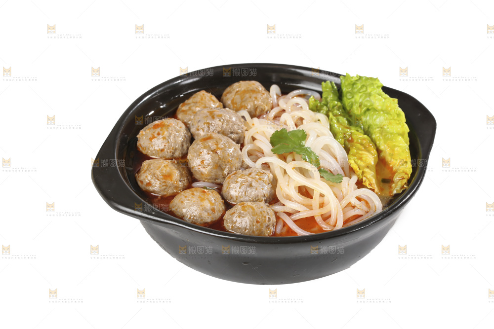 白底上的牛肉丸