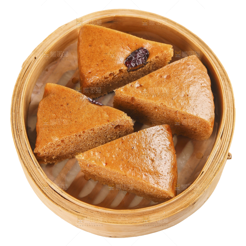 白底上的红糖红枣发糕