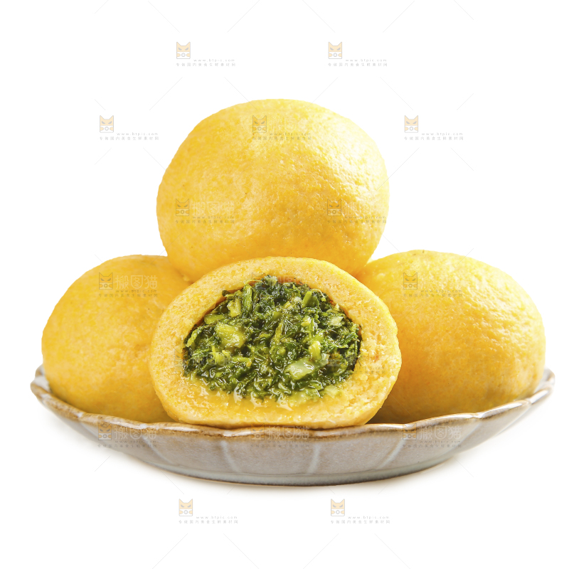 白底上的荠菜团子