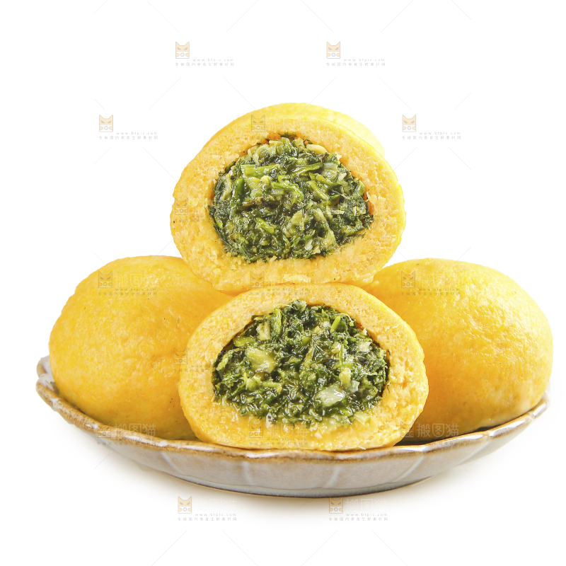 白底上的荠菜团子