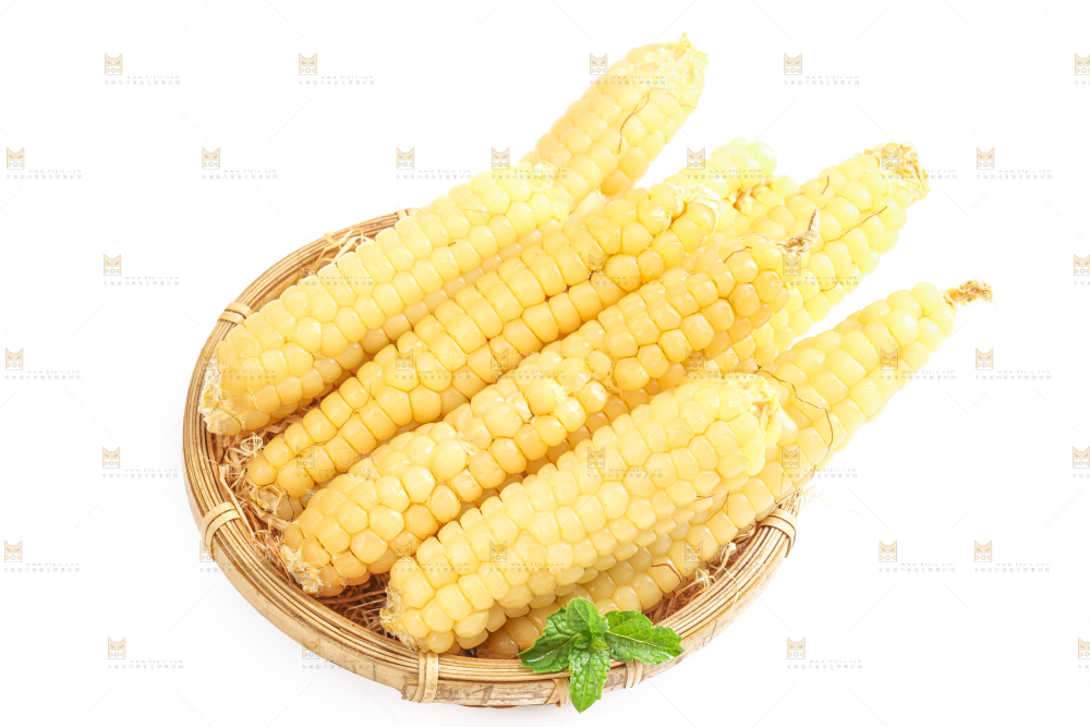白底上的手指糯玉米